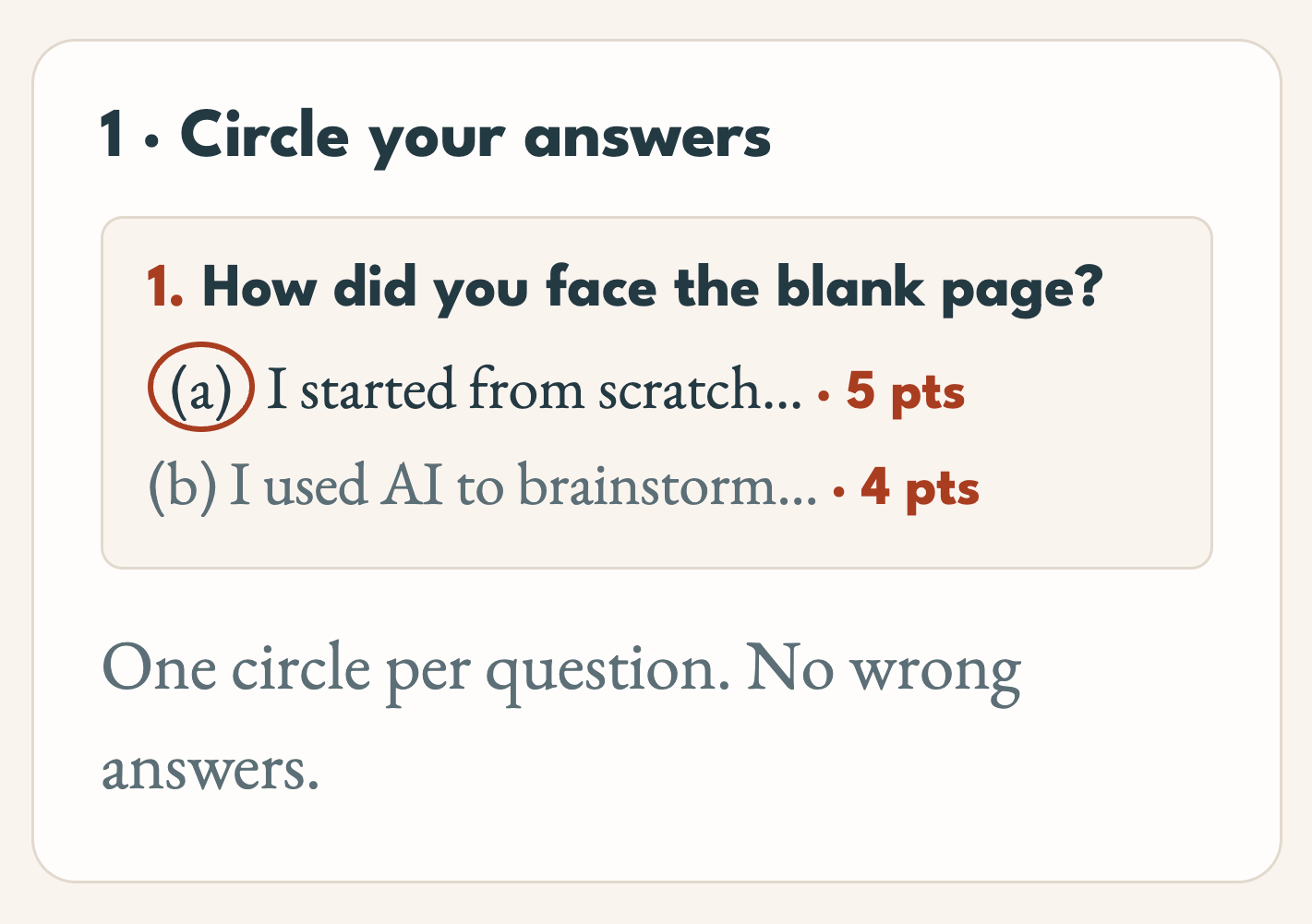 Step 1: Circle your answers on the Human–AI Spectrum assessment
